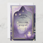 HANDFASTING UITNODIGINGEN PAARSE GOUDEN ETHERAL (Voorkant)