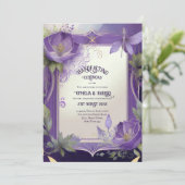 HANDFASTING-UITNODIGINGEN PURPER GOUD ETHEERLIJK KAART (Staand voorkant)