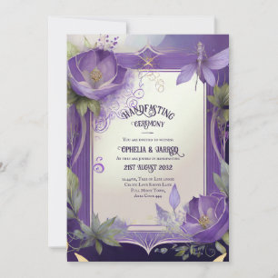HANDFASTING-UITNODIGINGEN PURPER GOUD ETHEERLIJK KAART