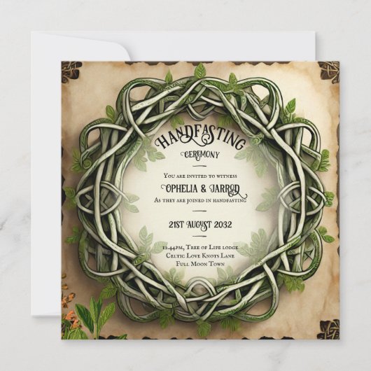 HANDFASTING UITNODIGINGEN ROMANTISCHE WICCA KELTIS (Voorkant)