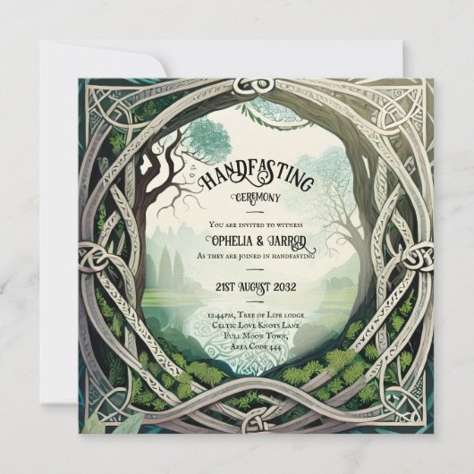 HANDFASTING-UITNODIGINGEN ROMANTISCHE WICCA KELTIS KAART (Voorkant)