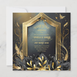 HANDFASTING UITNODIGINGEN ZWART GOUD ETHERAL