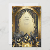 HANDFASTING UITNODIGINGEN ZWART GOUD ETHERAL (Achterkant)