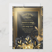 HANDFASTING UITNODIGINGEN ZWART GOUD ETHERAL (Voorkant)