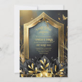 HANDFASTING UITNODIGINGEN ZWART GOUD ETHERAL (Voorkant)