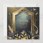 HANDFASTING UITNODIGINGEN ZWART GOUD ETHEREAL (Voorkant)