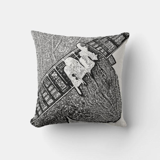 Handfretten met gitaar bw kussen (Voorkant)
