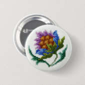Handgeborduurde lichte bloem ronde button 5,7 cm (Voorkant /achterkant)