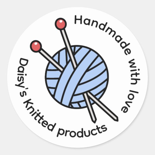 Handgebreide Gebreide Gepersonaliseerd Ronde Sticker (Voorkant)