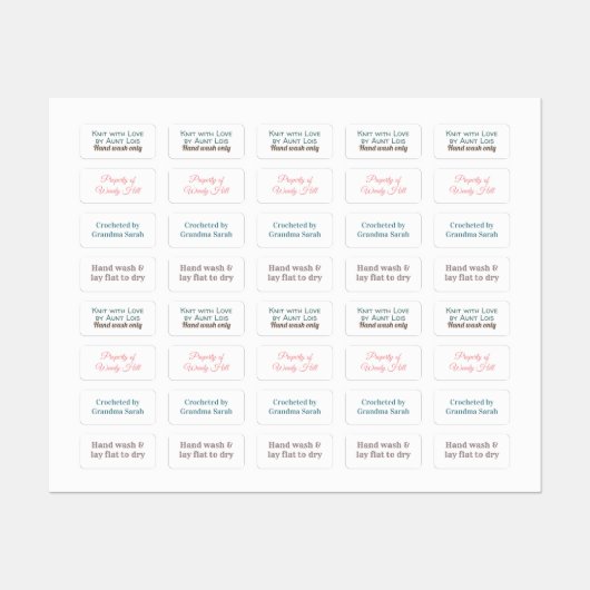 Handgebreide reinigingsinstructies Labels (Vel)