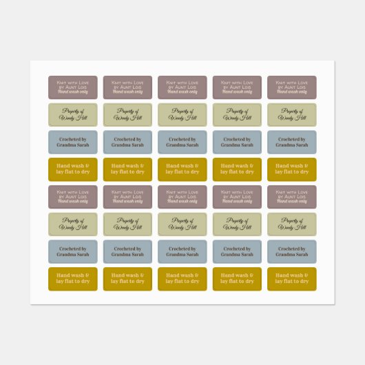 Handgebreide reinigingsinstructies labels (Vel)