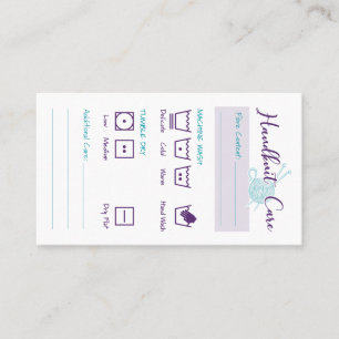 Handgebreide verzorging Kaart Wasvoorschriften Visitekaartje