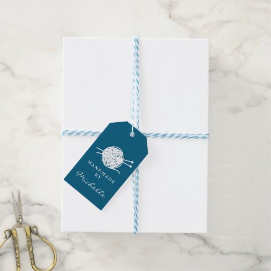 Handgebreide wol gebreide gepersonaliseerde cadeau cadeaulabel (Met Touw)