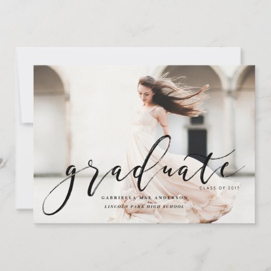 Handgedrukte klasse van 2017 Afstuderen Invitation Kaart (Voorkant)