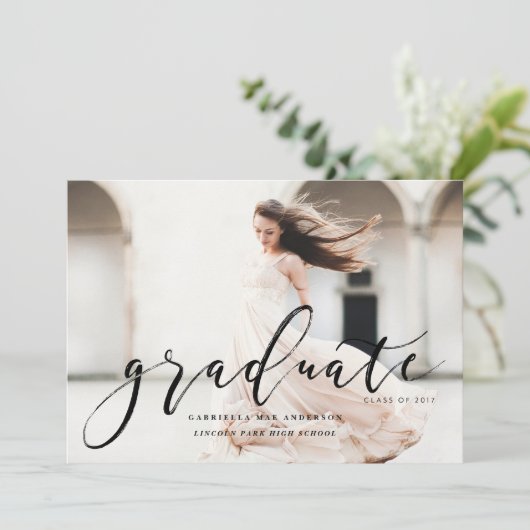 Handgedrukte klasse van 2017 Afstuderen Invitation Kaart (Staand voorkant)