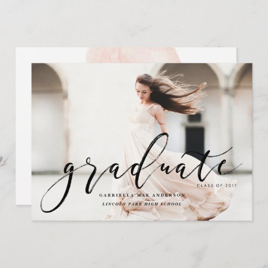 Handgedrukte klasse van 2017 Afstuderen Invitation Kaart (Voorkant / Achterkant)