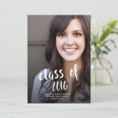 Handgedrukte klasse van foto Afstuderen Invitation Kaart (Staand voorkant)