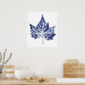 Handgedrukte plant Print Navy Blue One Maple Leaf (Keuken)