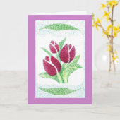Handgedrukte tulpen Verjaardagskaart Kaart (Gele Bloem)