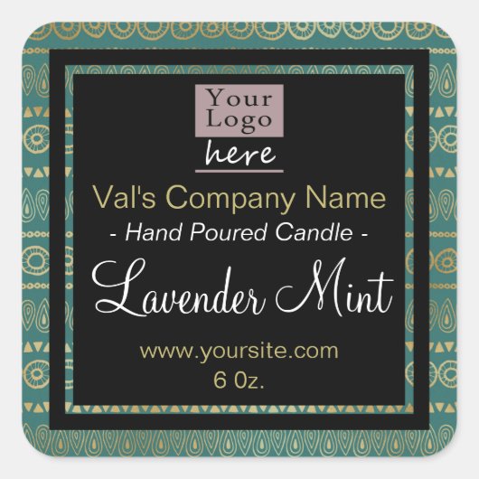 Handgegoten kaarle legant je logo vierkante sticker (Voorkant)