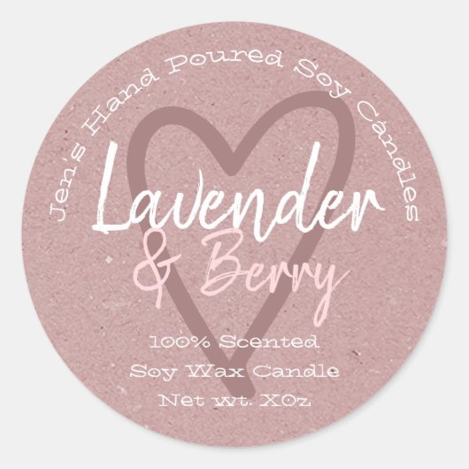  handgegoten kaarslabel Lila kraftpapier Ronde Sticker (Voorkant)
