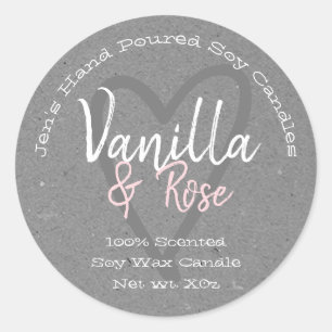  handgegoten kaarslabels Grijze kraftpapier Ronde Sticker
