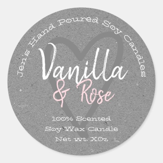  handgegoten kaarslabels Grijze kraftpapier Ronde Sticker (Voorkant)