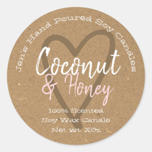 handgegoten zgn. kaarsen voor kraftpapier ronde sticker