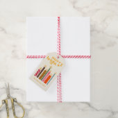 Handgeïllustreerd Merry + Bright Kerstkussen Cadeaulabel (Met Touw)