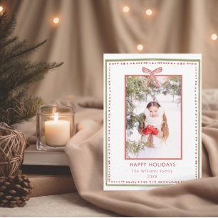 Handgeïllustreerde Boog & Bes Foto Kerstkaart Kaart