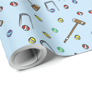 Handgeïllustreerde Croquet Toernooi Tuinfeest Cadeaupapier