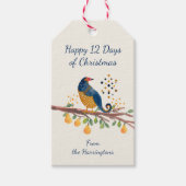 Handgeïllustreerde Kerstmis Patrijs in Perenboom Cadeaulabel (Voorkant)