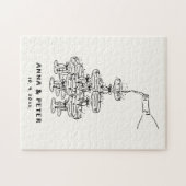 Handgeïllustreerde unieke gastenboek teken puzzel legpuzzel (Horizontaal)