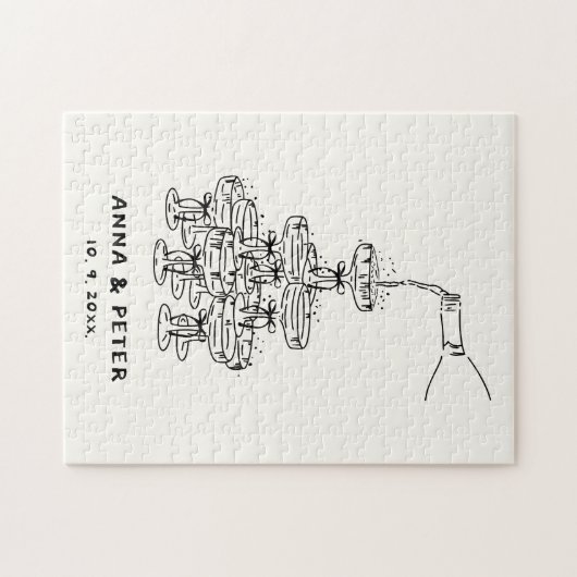 Handgeïllustreerde unieke gastenboek teken puzzel legpuzzel (Horizontaal)