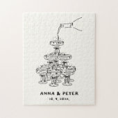 Handgeïllustreerde unieke gastenboek teken puzzel legpuzzel (Verticaal)