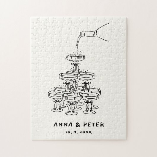 Handgeïllustreerde unieke gastenboek teken puzzel legpuzzel (Verticaal)