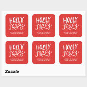Handgeklede Holly Jolly Kerst stickers - Rood (Vel)