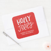 Handgeklede Holly Jolly Kerst stickers - Rood (Envelop)