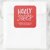 Handgeklede Holly Jolly Kerst stickers - Rood (Tas)