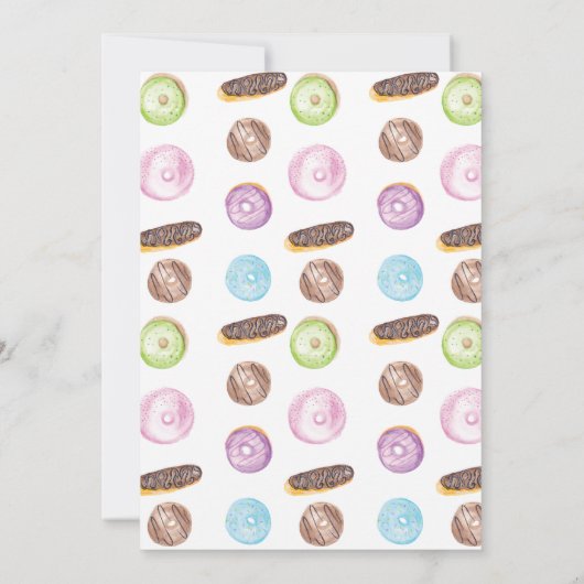 Handgekleurde donuts eclairs, gevriesdroogd kaart (Achterkant)
