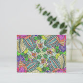 Handgekleurde Funky Cactus bloemen | Briefkaart (Staand voorkant)