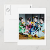 Handgekleurde  Geisha Gathering Briefkaart (Voorkant / Achterkant)