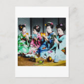 Handgekleurde  Geisha Gathering Briefkaart (Voorkant)