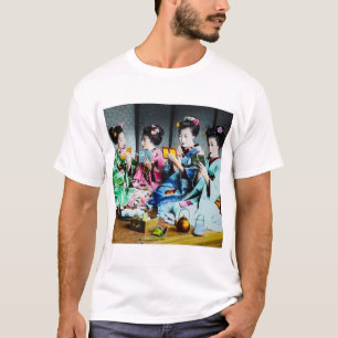 Handgekleurde  Geisha Gathering T-shirt