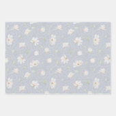 Handgekleurde witte Magnolia op pastblauw Inpakpapier Vel (Voorkant 3)