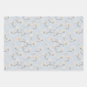 Handgekleurde witte Magnolia op pastblauw Inpakpapier Vel (Voorkant 2)