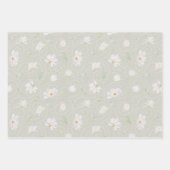 Handgekleurde witte Magnolia op pastelgroen Inpakpapier Vel (Voorkant 3)