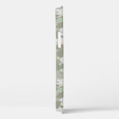 Handgekleurde witte Magnolia op stoergroen Hoesje- Case-Mate iPhone Case (Achterkant / Rechts)