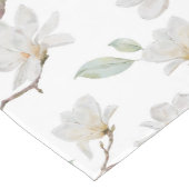 Handgekleurde witte Magnolia op wit Korte Tafelloper (Hoek)