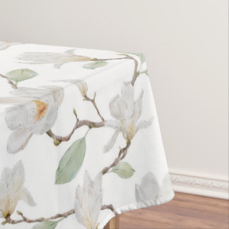 Handgekleurde witte Magnolia op wit Tafelkleed